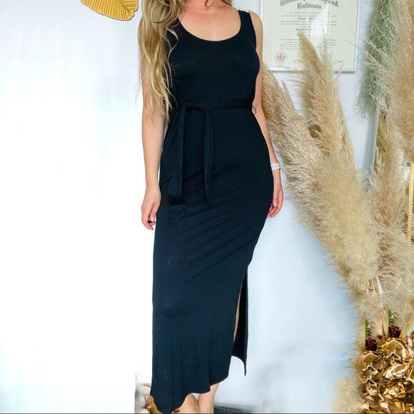 Merona Dresses & Skirts - MERONA TARGET Black White Lace Back Tank Top Slit Column Tie Waist Maxi Dress S